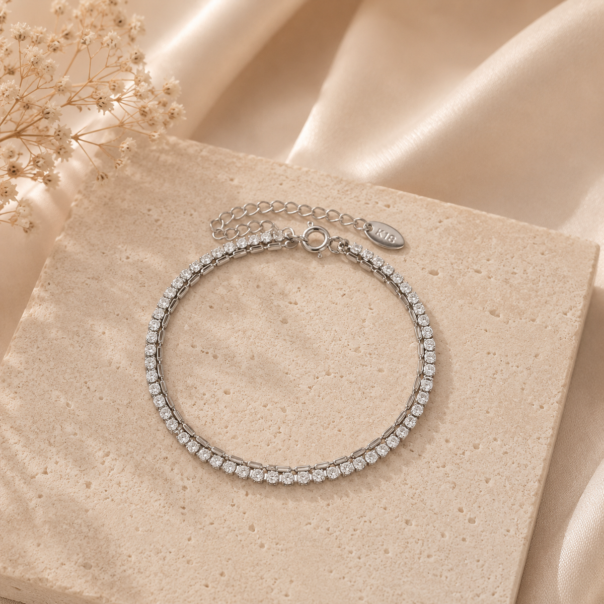Bracelet double rangée argenté NÉVORA